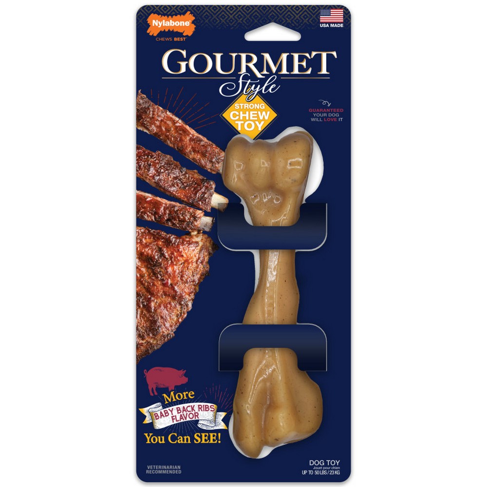 Nylabone Gourmet Style Strong Chew Toy Femur, Baby Back Ribs,  Large/Giant - Up To 50 Lbs. (1 Count) by Nylabone