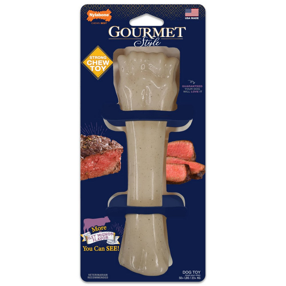 Nylabone Gourmet Style Strong Chew Toy Femur, Filet Mignon,  ExtraLarge/Souper - 50+ Lbs. (1 Count) by Nylabone