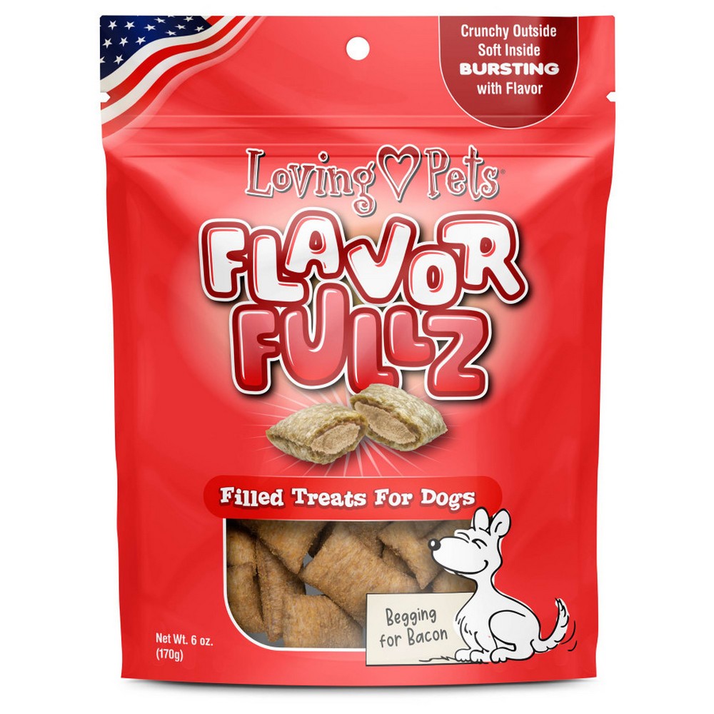 Loving Pets, Loving Pets Flavorfullz Filled Dog Treats, Bacon,  6 Ounces