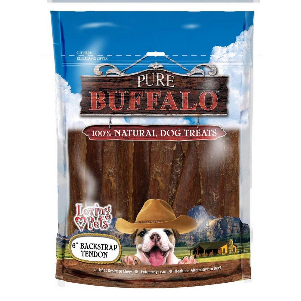 Loving Pets, Loving Pets Pure Buffalo Backstrap Tendon Dog Treat, 1 Each, 4 To 6 Inches