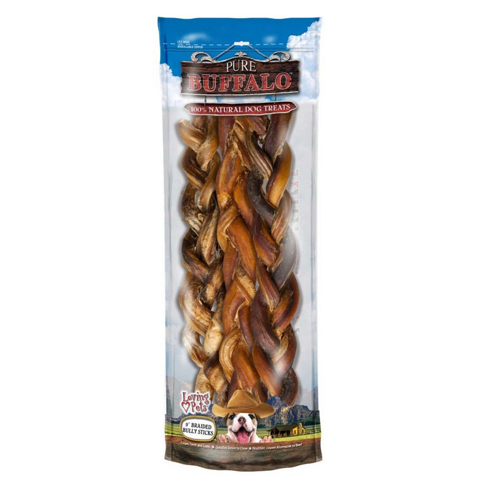 Loving Pets, Loving Pets Pure Buffalo Braided Bully Sticks Dog Treat, 1 Each, 9 Inches