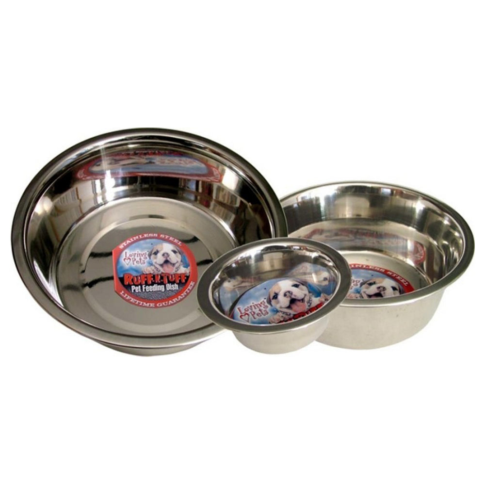 Loving Pets, Loving Pets Traditional Stainless Steel Dog Bowl, Silver,  2 Quarts