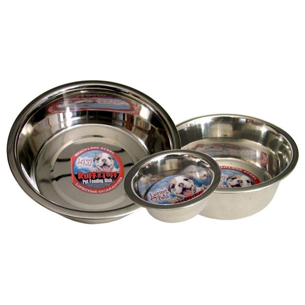 Loving Pets, Loving Pets Traditional Stainless Steel Dog Bowl, Silver,  3 Quarts