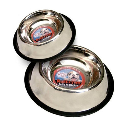 Loving Pets, Loving Pets Traditional No-Tip Stainless Steel Dog Bowl, Silver,  8 Ounces