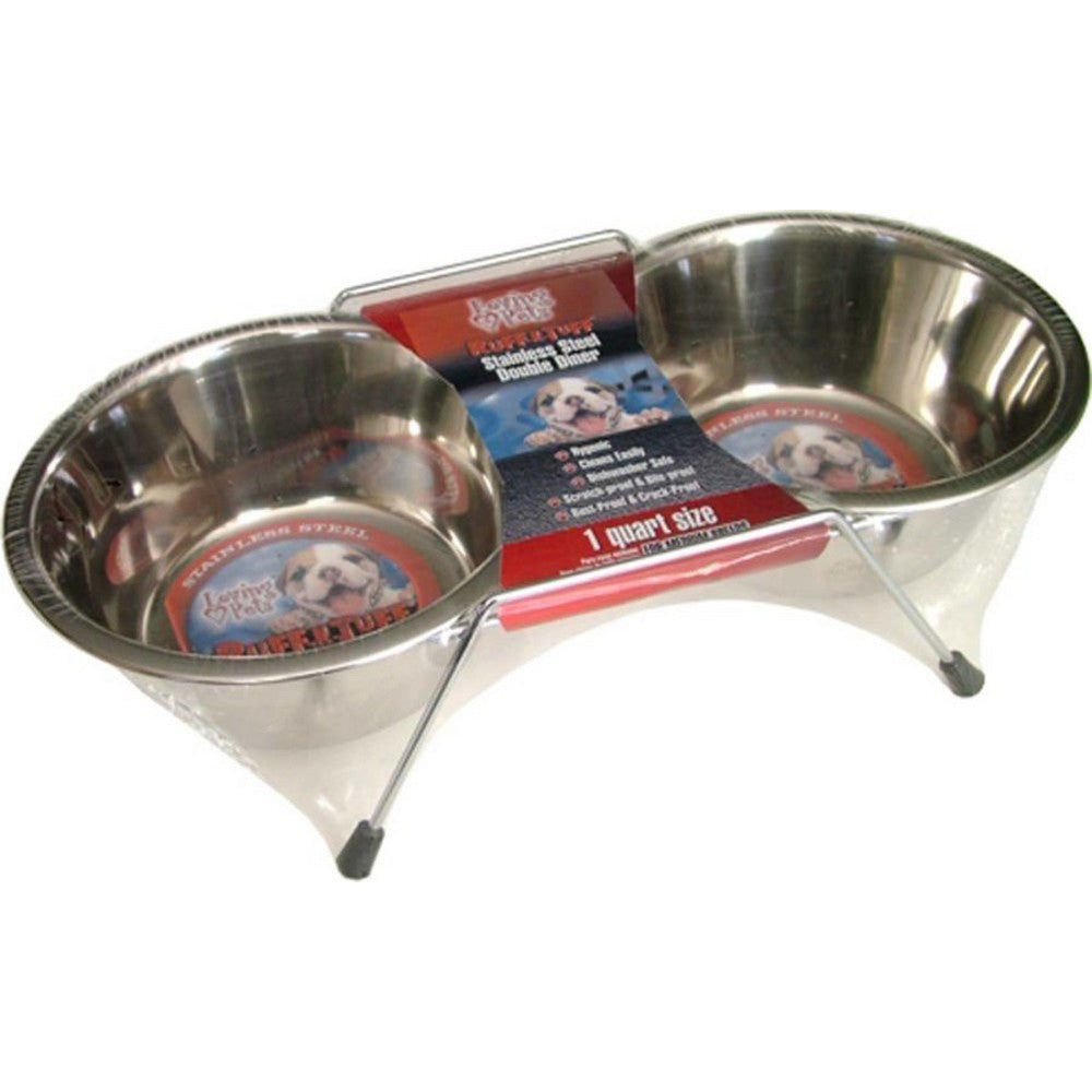 Loving Pets, Loving Pets Traditional No-Tip Stainless Steel Dog Bowl, Silver,  24 Ounces