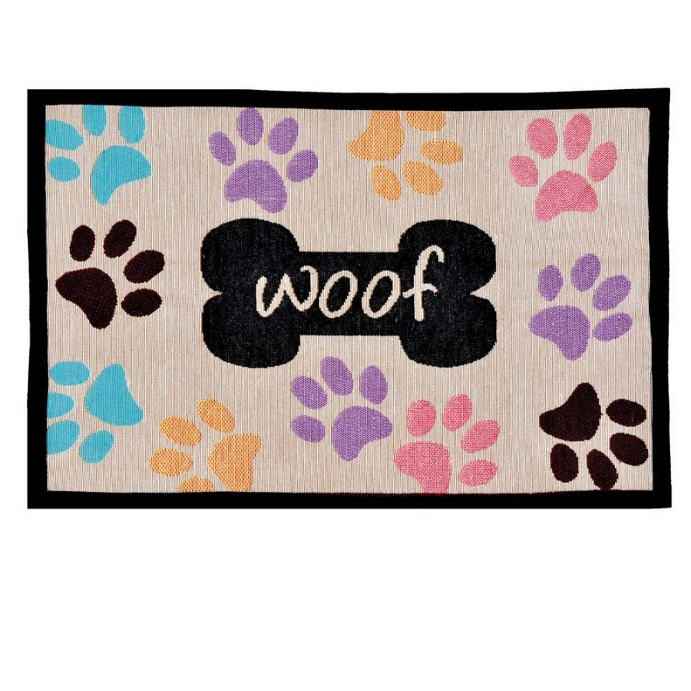 Loving Pets, Loving Pets Fashion Mat Woof with Multi Paws, 1 Each / Multi-Color