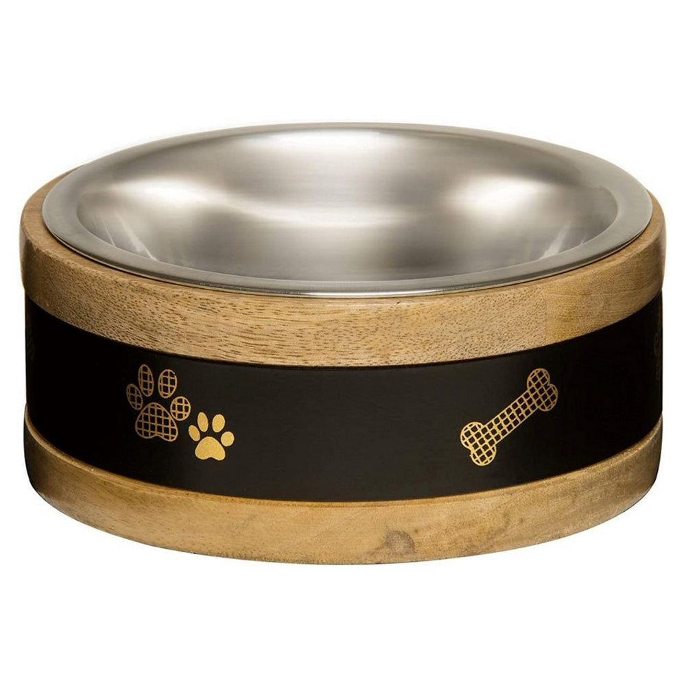 Loving Pets, Loving Pets Black Label Wooden Ring Dog Bowl & Holder, 1 Each / 1 Quart