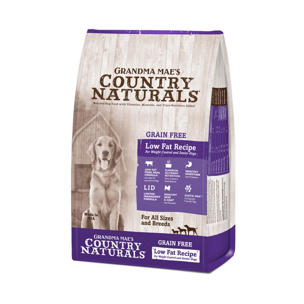 Grandma Mae's Country Naturals, Grain Free Low Fat Recipe For Weight Control And Seniors Dry Dog Food Pork, Pork,  4 Lbs