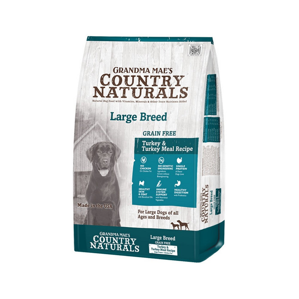 Grandma Mae's Country Naturals, Grandma Mae's Country Naturals Grain Free L.I.D. Large Breed Dry Dog Food, Turkey,  14 Lbs