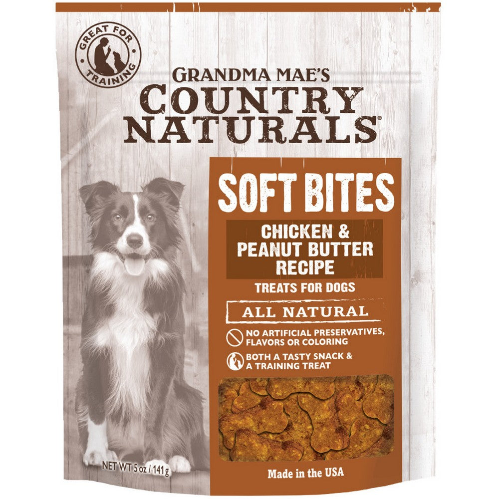 Grandma Mae's Country Naturals, Grandma Mae's Country Naturals Soft Bites Dog Treats, Chicken & Peanut Butter,  5 Ounces