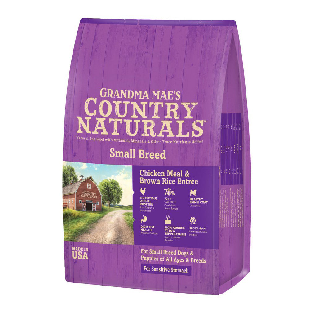 Grandma Mae's Country Naturals, Grandma Mae's Country Naturals Small Breed Sensitive Stomach Dry Dog Food, Chicken & Rice,  12 Lbs