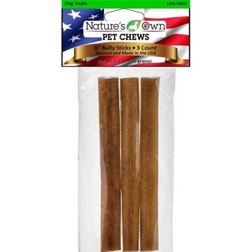 Nature's Own, Nature'S Own Usa Low Odor Bully Sticks, 6 IN-3 Pack,Beef