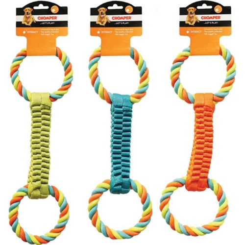 Boss Pet, Chomper Ballistic Weave W/Rope Tug Toy, 1.4 Inches, Assorted