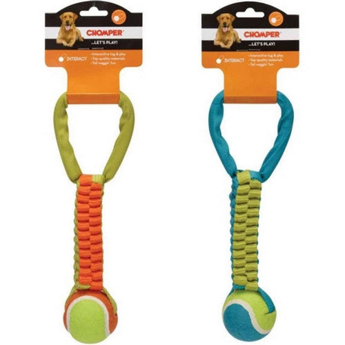 Boss Pet, Chomper Braided Tennis Ball Tug Toy, 12 Inches, Assorted