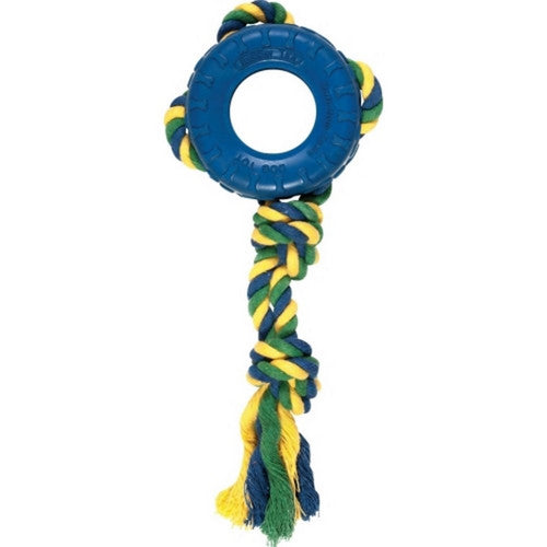 Boss Pet, Chomper Tredz Rope/Rubber Tire Tug Toy, 12 Inches, Assorted