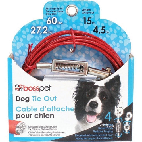 Boss Pet Tie-Out W/ Spring 15 FT by Boss Pet