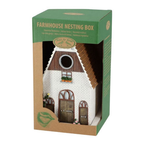 Esschert Design, Esschert Design Farmhouse Birdhouse, 5.4 X 5.2 X 9.7 Inches, White/Resin
