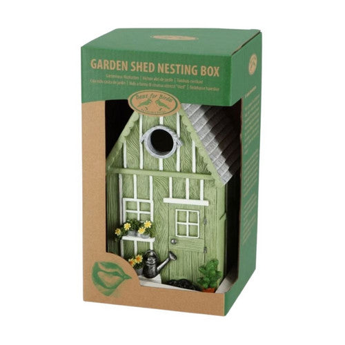 Esschert Design, Esschert Design Garden Shed Birdhouse, 5.5 X 5.3 X 9.9 Inches, Green/Resin