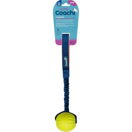 Halti, Coachi Tuggi Elastic Ball Super Tough Tug Toy, Large,Coral/Navy