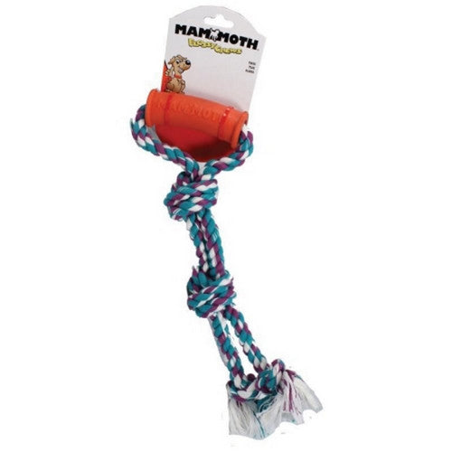 Mammoth Pet Products, Flossy Chews Twin Tug W/Rubber Handle, 16 Inches, Multi