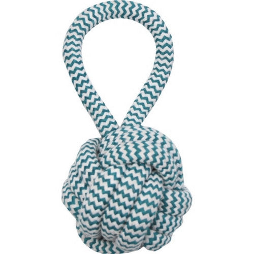 Mammoth Pet Products, Mammoth Extra Fresh Monkey Fist Ball W/Handle, 3.75 Inches, Green/White