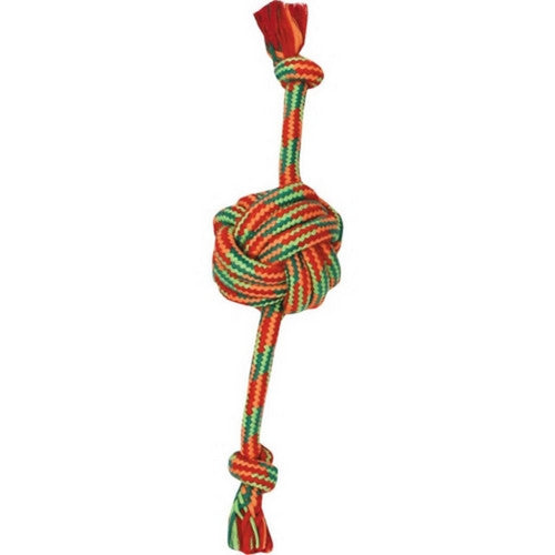 Mammoth Pet Products, Mammoth Extra Fresh Monkey Fist Ball W/Rope, 13 Inches, Green/White