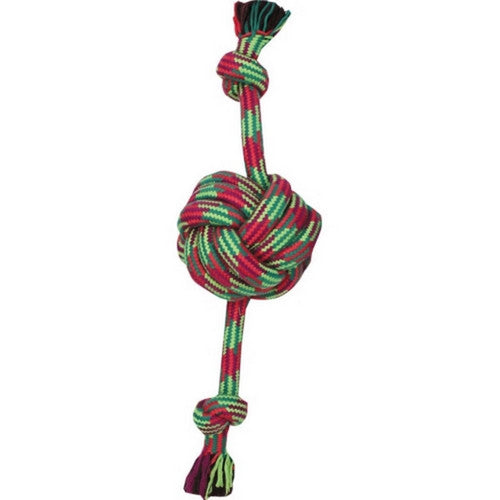Mammoth Pet Products, Mammoth Extra Fresh Monkey Fist Ball W/Rope, 18 Inches, Green/White