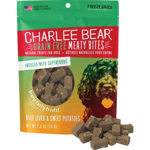 Charlee Bear Grain Free Meaty Bites 2.5 Oz, Beef Liver/Swt by Charlee Bear