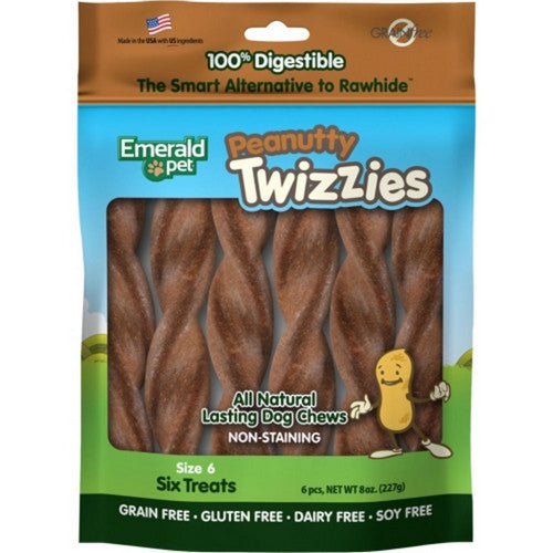 Emerald Pet, Emerald Pet Twizzies Grain Free Chews, 9 Inches, Peanutty