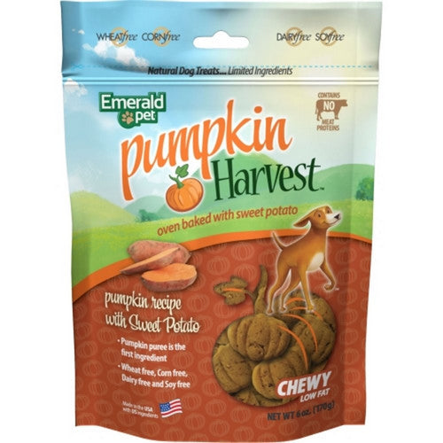Emerald Pet, Pumpkin Harvest Chewy Dog Treats, 6 Oz, Pumpkin/Sweet P
