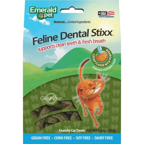 Emerald Pet, Emerald Feline Dental Stixx, 3.6 Oz, Catnip