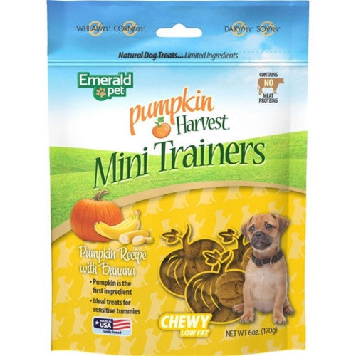 Emerald Pet, Pumpkin Harvest Trainers Chewy Dog Treats, 6 Oz, Pumpkin/Banana