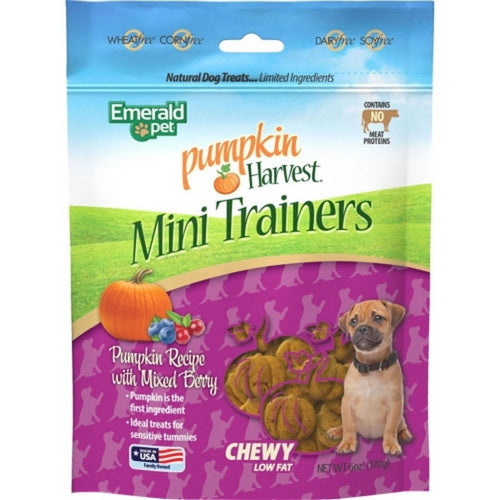 Emerald Pet, Pumpkin Harvest Trainers Chewy Dog Treats, 6 Oz, Pumpkin/Berry