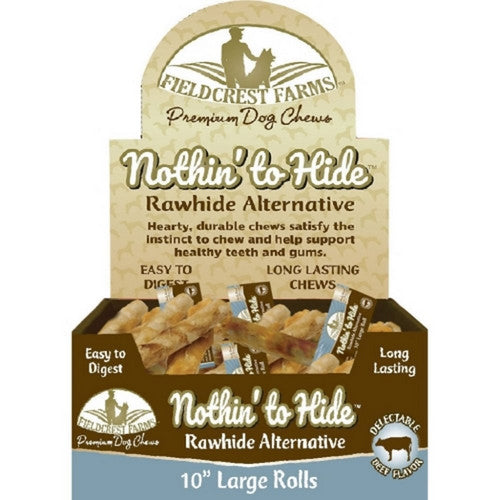 Pup Ice, Nothin' To Hide Rawhide Alternative Rolls, 10 Inches, Beef (Case Of 24)