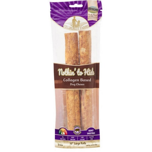 Pup Ice, Nothin' To Hide Rawhide Alternative Roll, 10 IN-2 Pack,Bacon