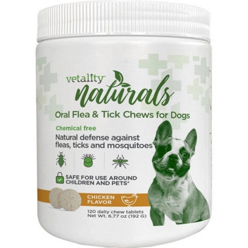 Vetality, Vetality Naturals Oral Flea & Tick Chews For Dogs, 120 Count,CHICKEN
