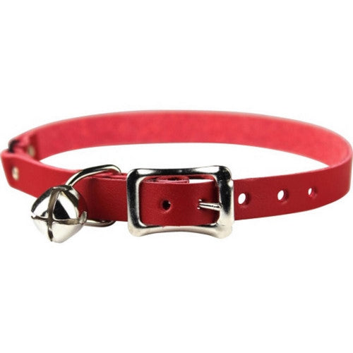 Omni Pet, Signature Leather Safety Stretch Cat Collar, 3/8 X 8-12 Inches,Red