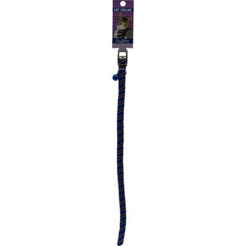 Omni Pet, Pattern Stretch Cat Kwik Klip Collar W/ Bell, 3/8 X 8-14 Inches,Blue