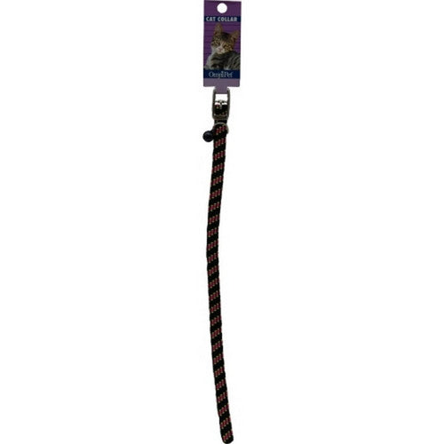 Omni Pet, Pattern Stretch Cat Kwik Klip Collar W/ Bell, 3/8 X 8-14 Inches,Black