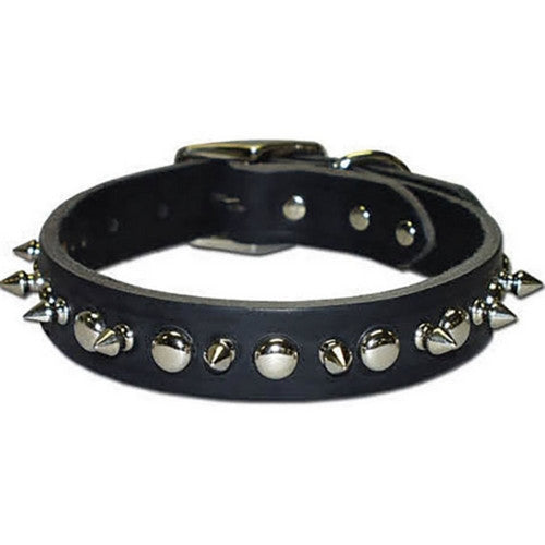Latigo Leather 1 Ply Spiked Dog Collar 3/8 X 10 Inches,Black by Omni Pet