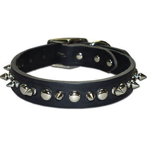 Latigo Leather 1 Ply Spiked Dog Collar 1 X 22 Inches,Black by Omni Pet