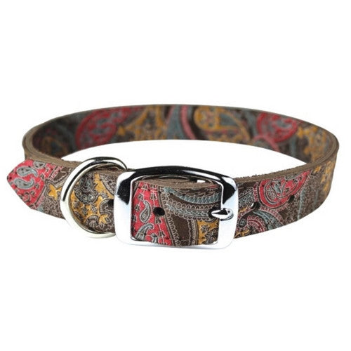 Omni Pet, Leather Paisley Dog Collar, 3/4 X 16 Inches,Chocolate