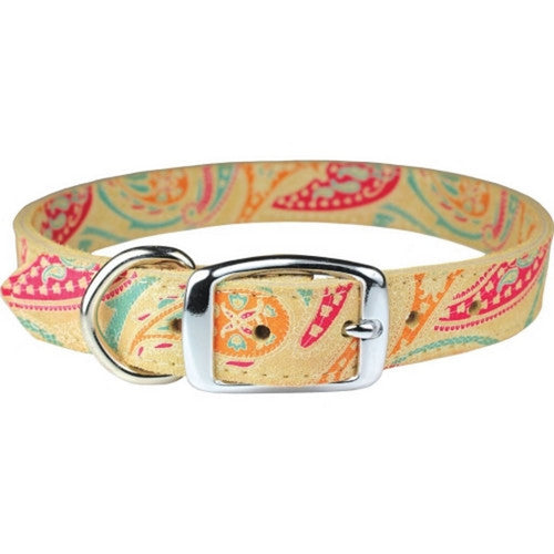 Omni Pet, Leather Paisley Dog Collar, 1 X 26 Inches,Sand