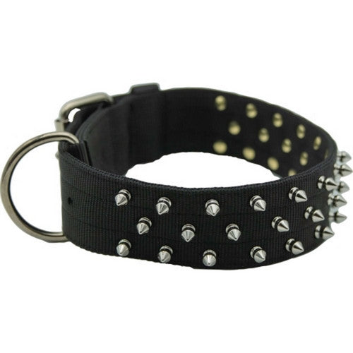 Omni Pet, Bravo Nylon Spiked Dog Collar, 25 Inches,Black