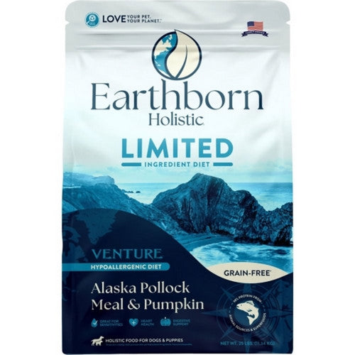 Earthborn Holistic Venture Lid Grain Free Dog Food 25 Lbs,Pollock/Pumpkin by Earthborn