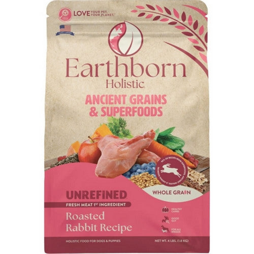 Earthborn, Earthborn Holistic Unrefined Whole Grain Dog Food, 4 Lbs,Roasted Rabbit