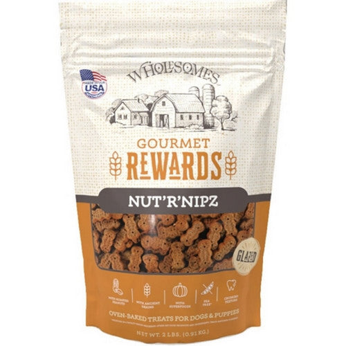 Earthborn, Wholesomes Rewards Gourmet Nut'R'Nipz Biscuits, 2 Lbs,Peanut Butter