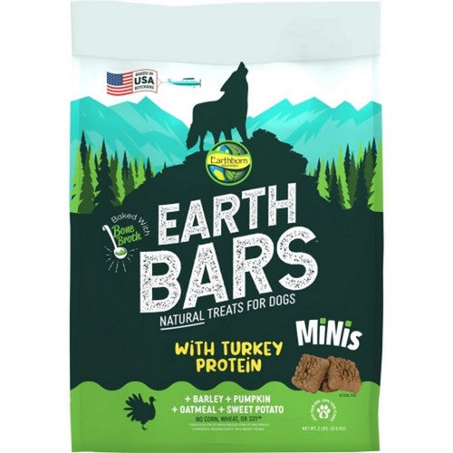 Earthborn, Holistic Earth Bars Dog Treats, MINI - 2 Lbs,Turk/Barley/Pum