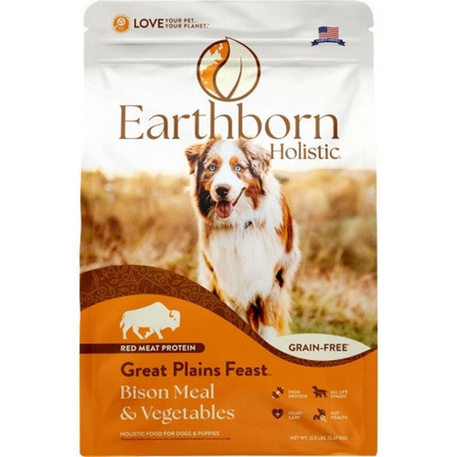 Earthborn, Holistic Great Plains Grain Free Dog Food, 12.5 Lbs,Bison