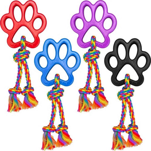 Multipet, Multipet Tpr Paw Print Rope Tug, 20 Inches, Assorted